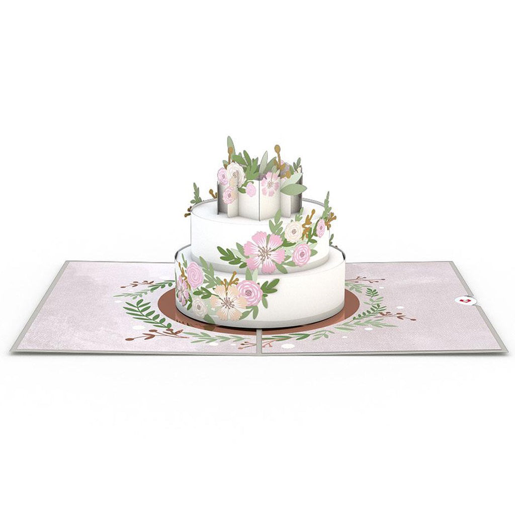 Wedding Cake 3D Pop Up Card Open