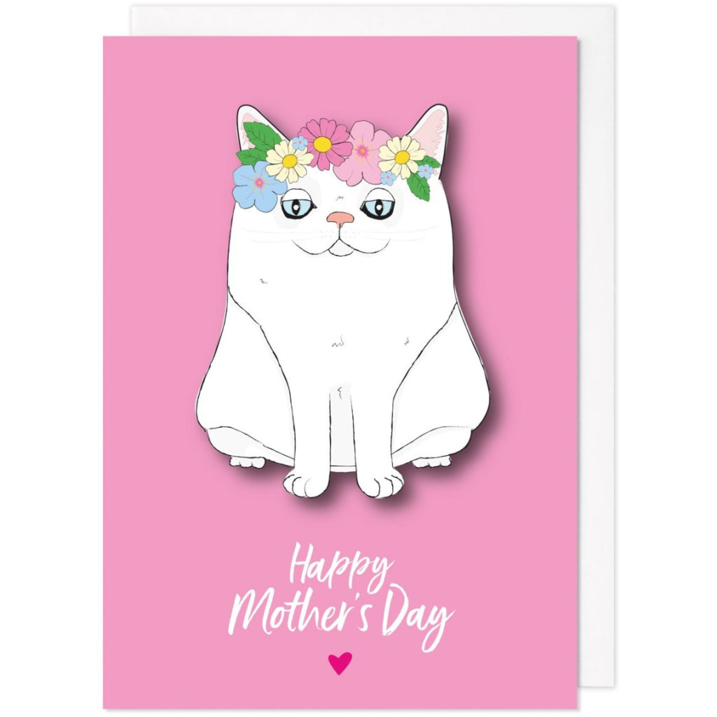 White Cat Mother's Day Card