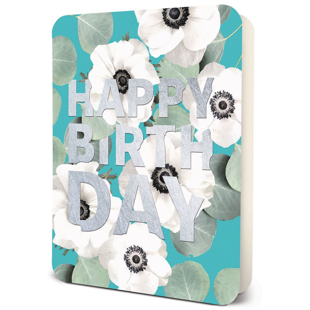 White Floral Birthday Card
