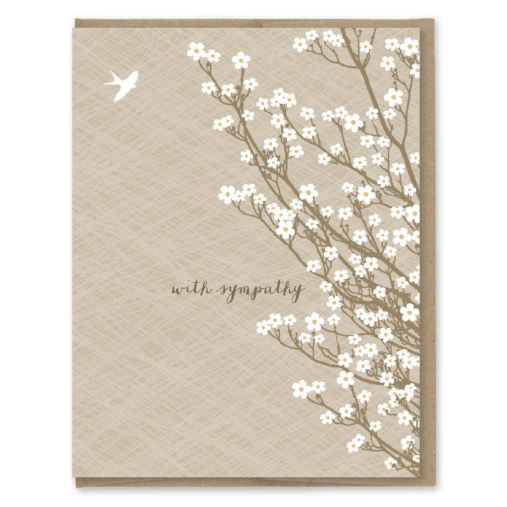 White Tree Blossoms Sympathy Card