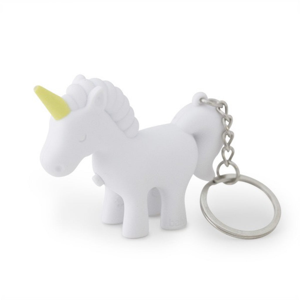 White Unicorn Light & Sound Keychain