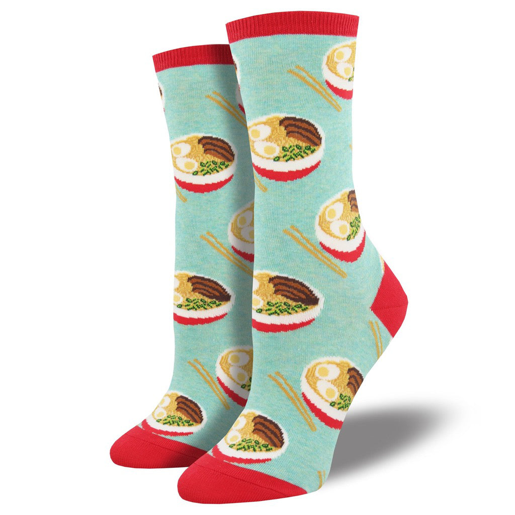 Women's Use Your Noodle Ramen Crew Socks Heather Mint