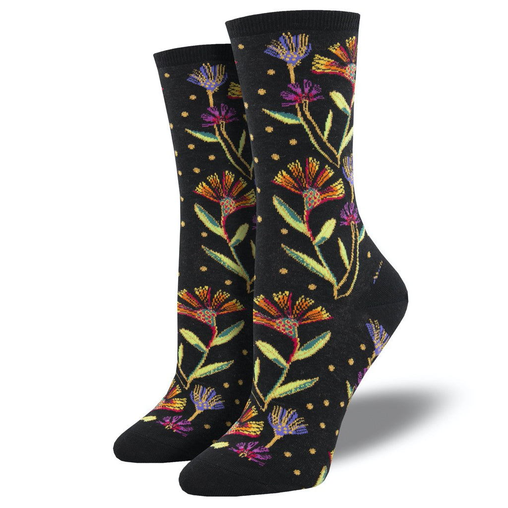 Women's Wildflowers Socks Black