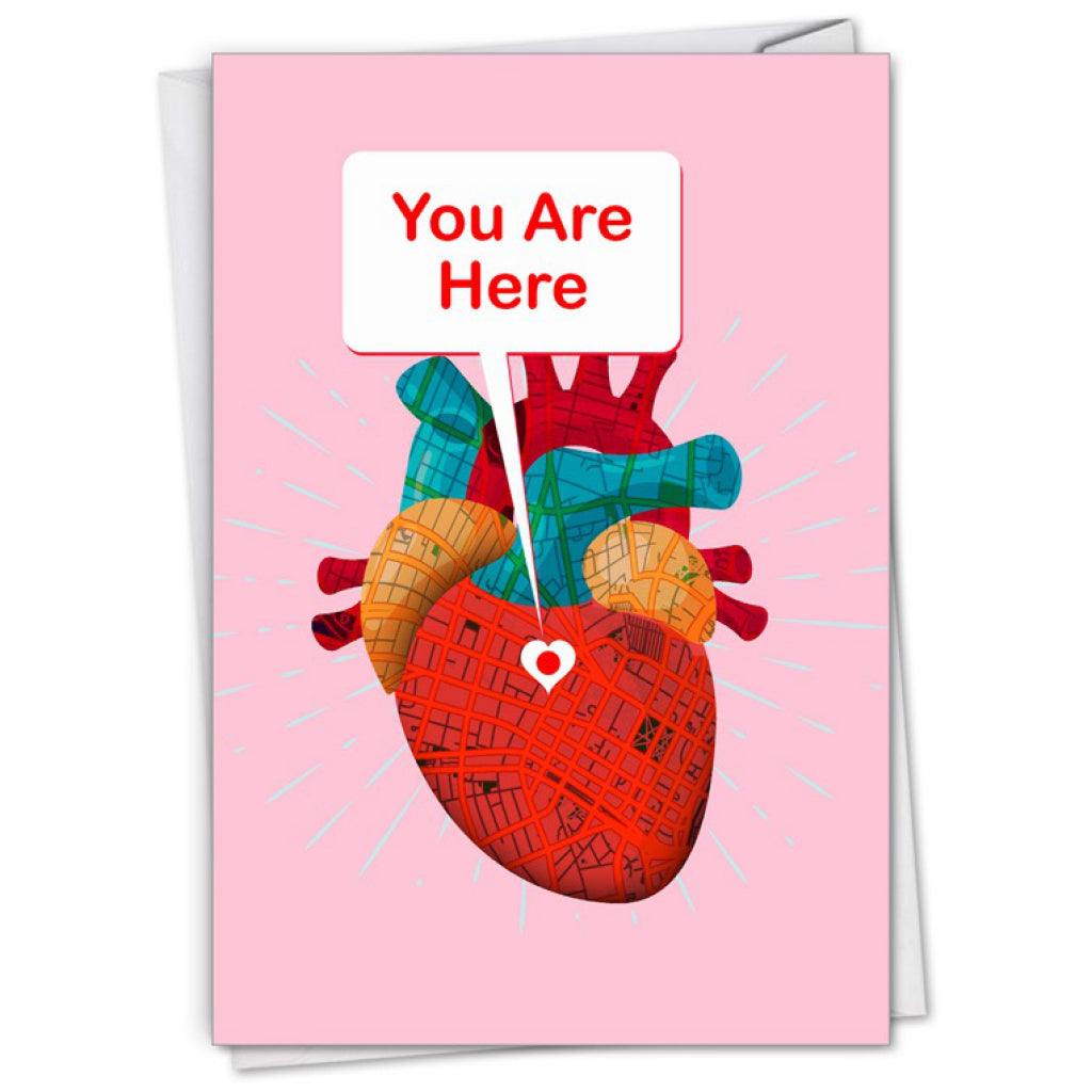 You Are Here Heart Map Card
