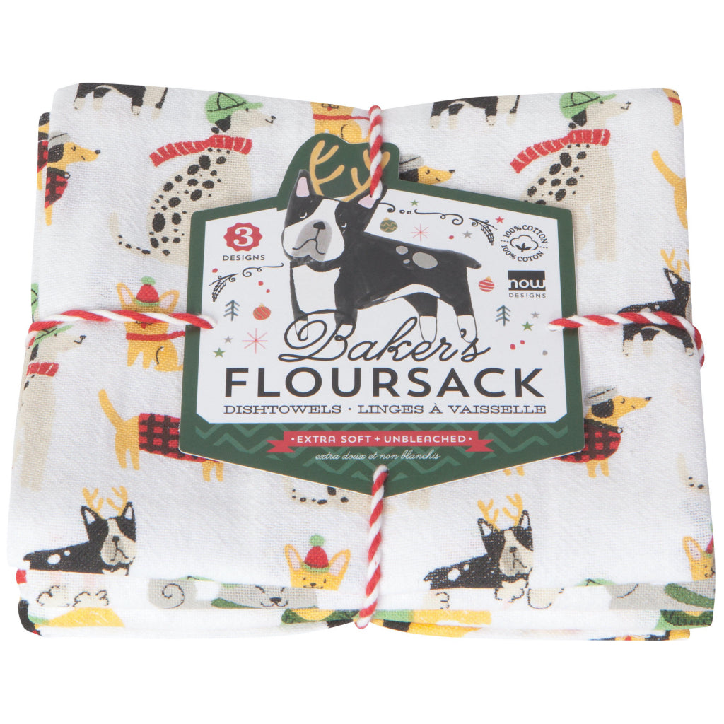 Yule Dogs Floursack Tea Towels Set Of 3 Packaging