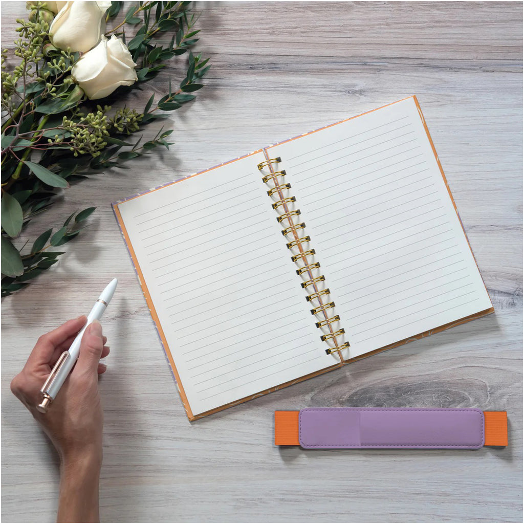 Abloom Oliver Notebook with Pen open.