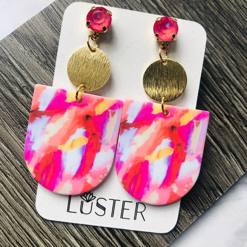 Abstract Painting Unique Statement Earrings.