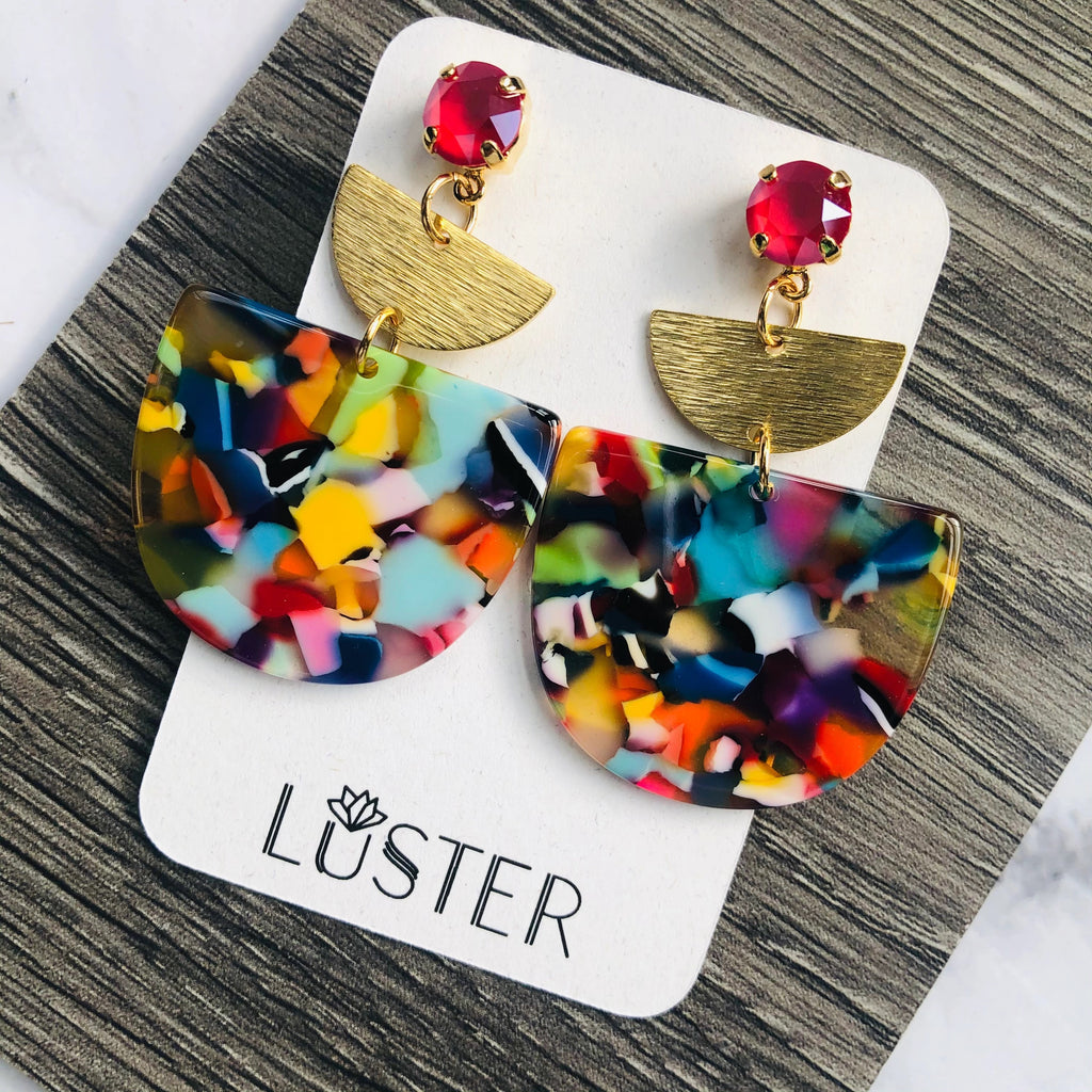 Acetate Stacked Lightweight Statement Earrings