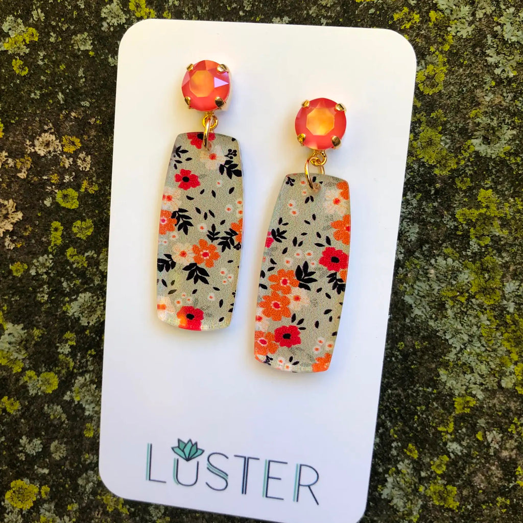 Acrylic Floral Drop Lightweight Unique Earrings.