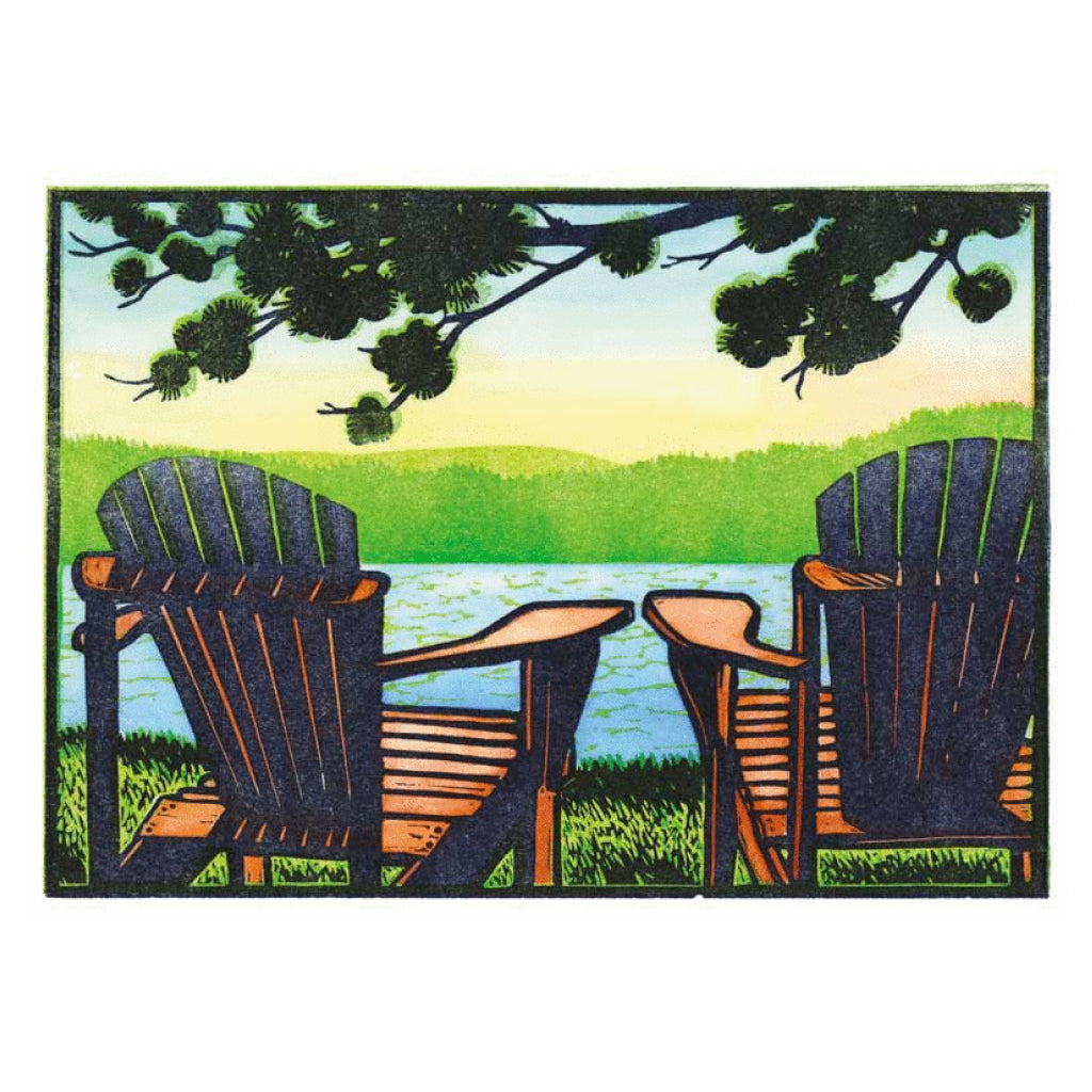 Adirondak Chairs By Lake Card