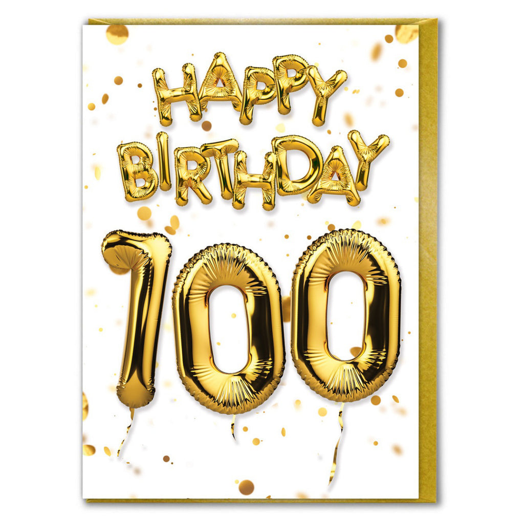Age 100 Gold Balloons Card