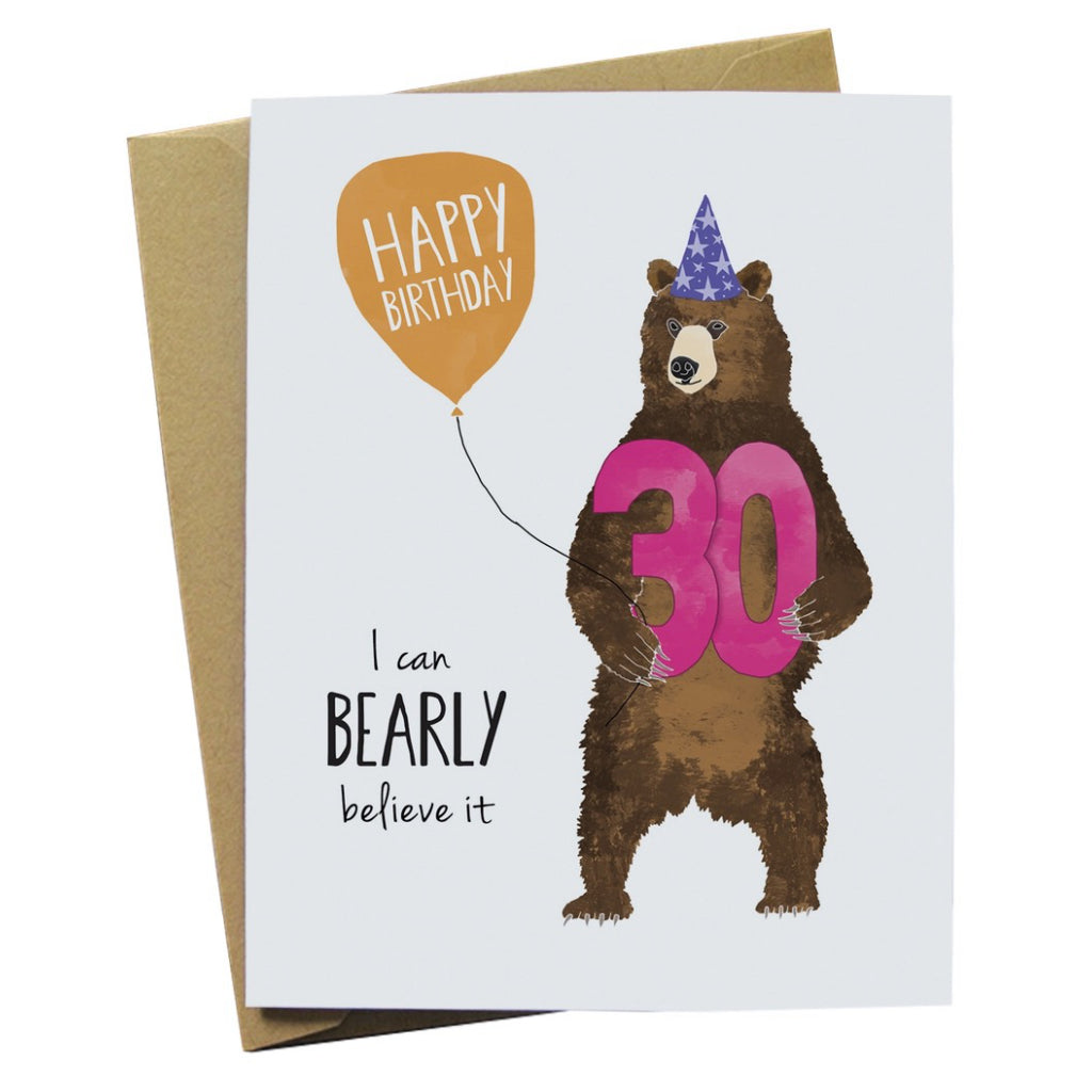 Age 30 Birthday Bear Card | Paper Wolf Design – Outer Layer