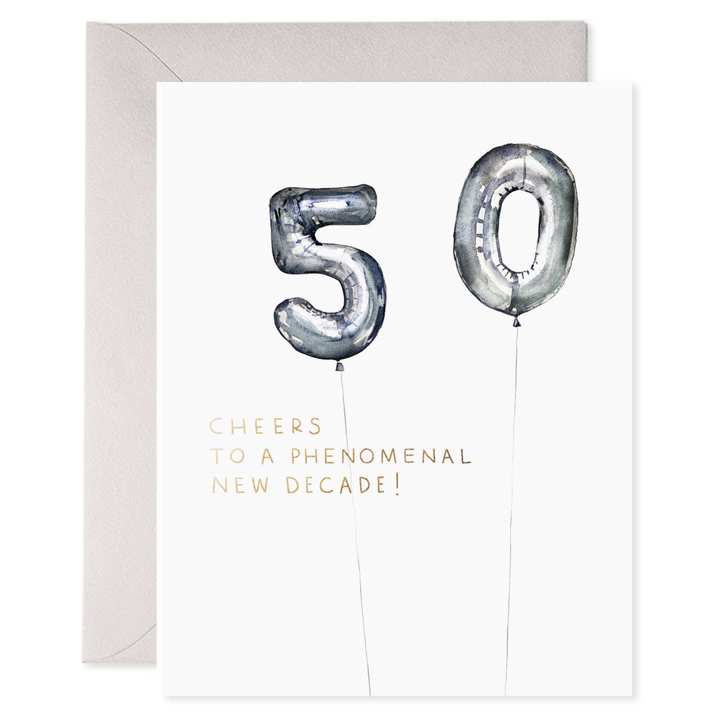 Age 50 Foil Balloons Card