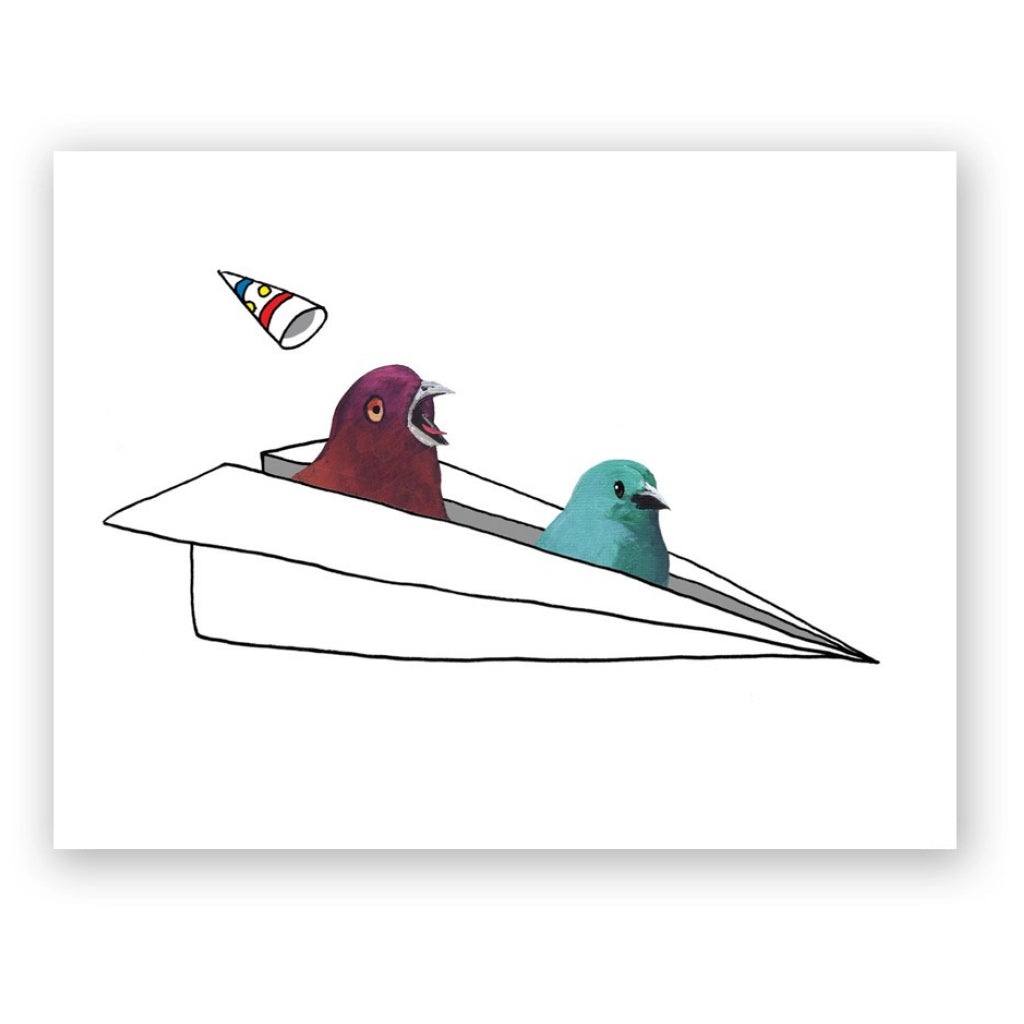 Airplane Birds Birthday Card.