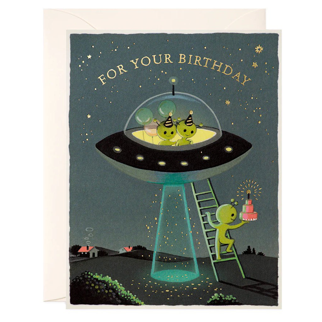 Aliens Birthday Card.
