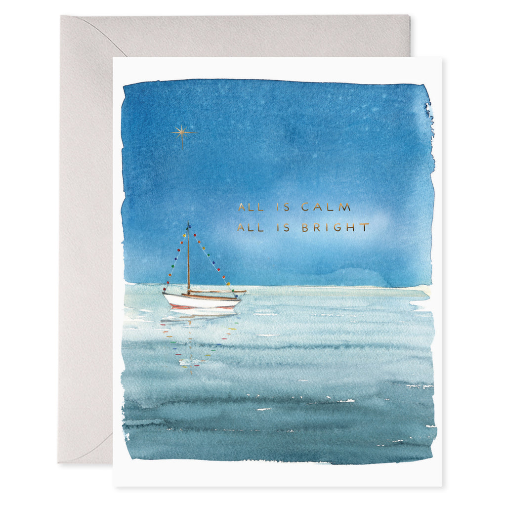 All Is Calm Sailboat Holiday Card