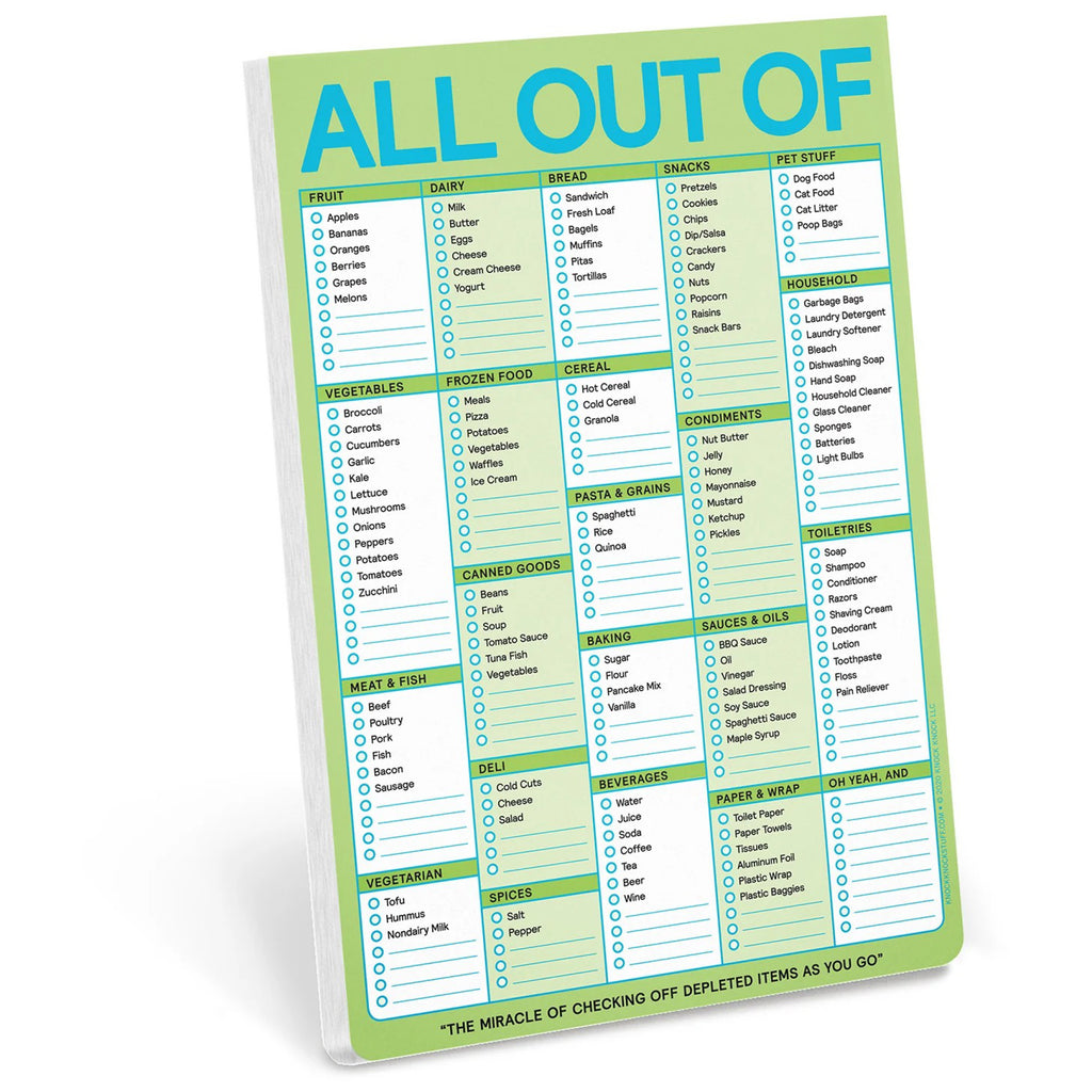 All Out Of Grocery List Magnet Pad.