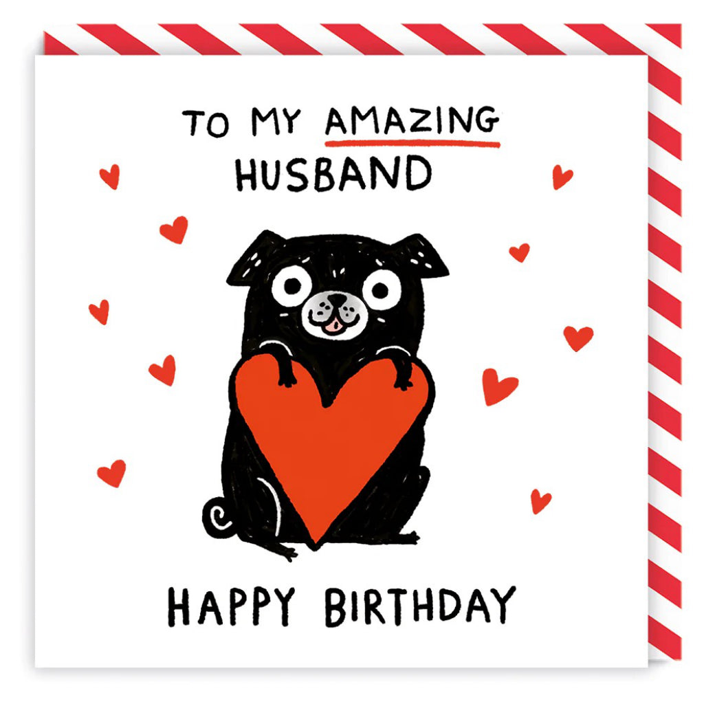 Amazing Husband Pug Birthday Card