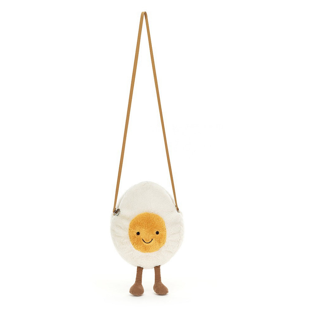 Amuseable Happy Boiled Egg Bag with strap extended.