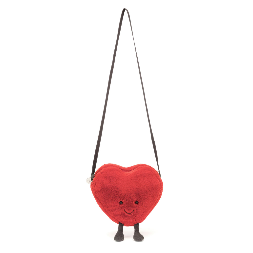 Amuseable Heart Bag with strap extended.