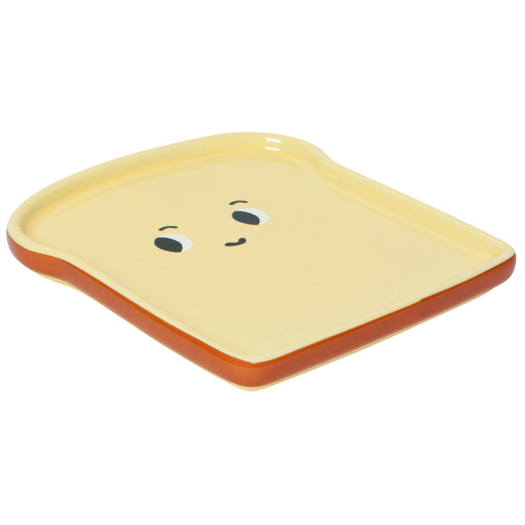 Angle view of Funny Food Toast Shaped Dish.