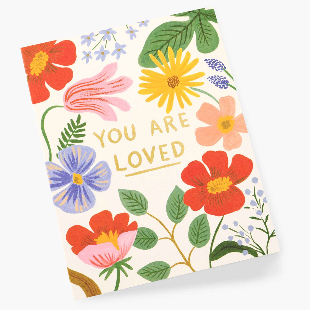 Angle View Of You Are Loved Floral Card