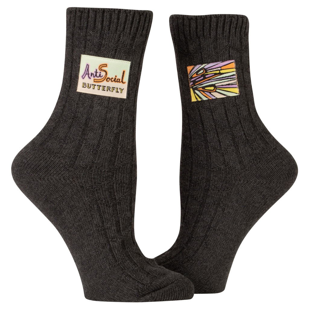 Antisocial Butterfly Tag Socks Small