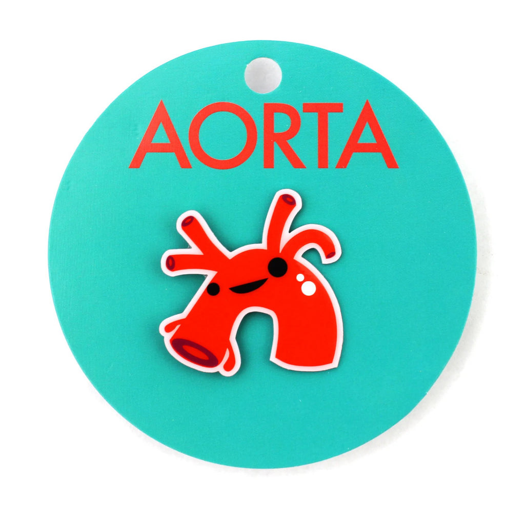 Aorta Know Better Lapel Pin Packaging.