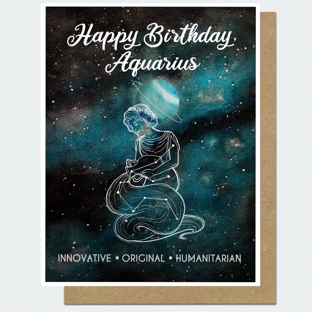 Aquarius Astrology Birthday Card.