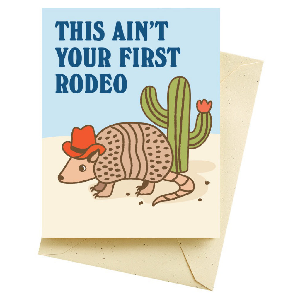 Armadillo Rodeo Birthday Card.