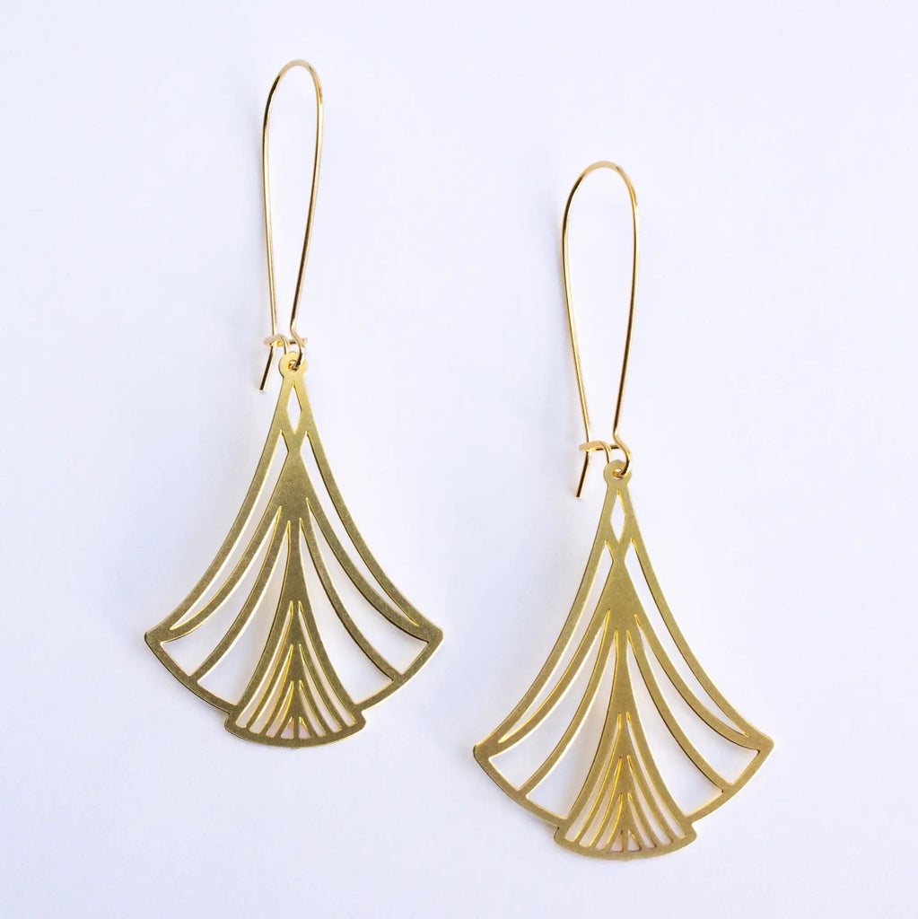Art Nouveau Triangles Earrings Gold.