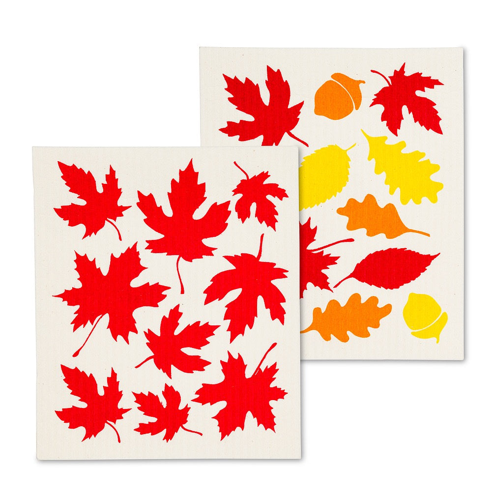 Autumn Leaves Swedish Dishcloths Set of 2