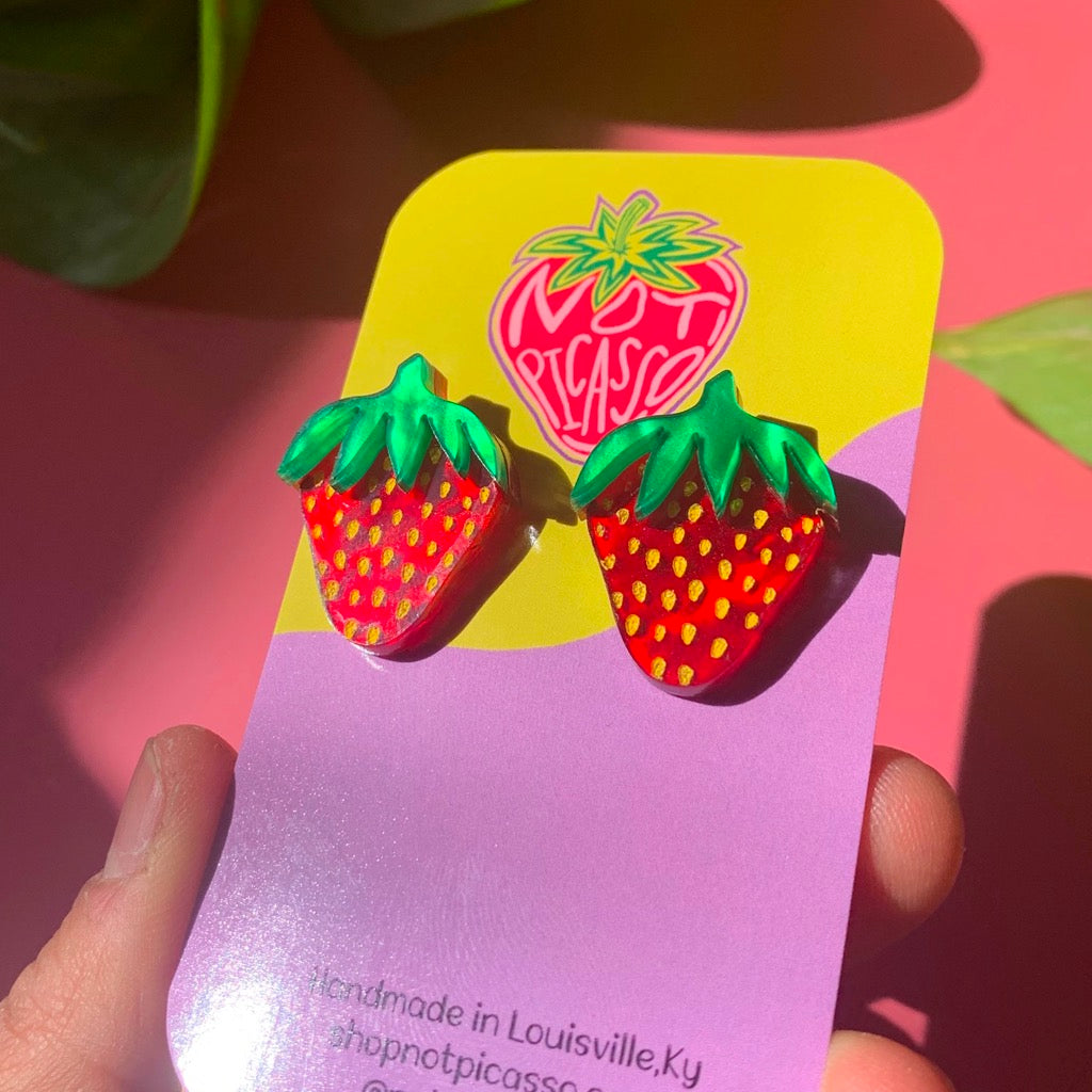 Baby Strawberry Earrings packaging.