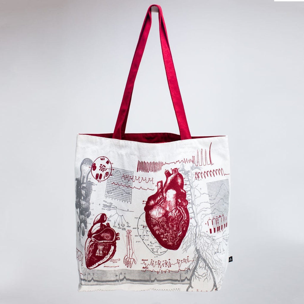 Back of Anatomical Heart Canvas Shoulder Tote.
