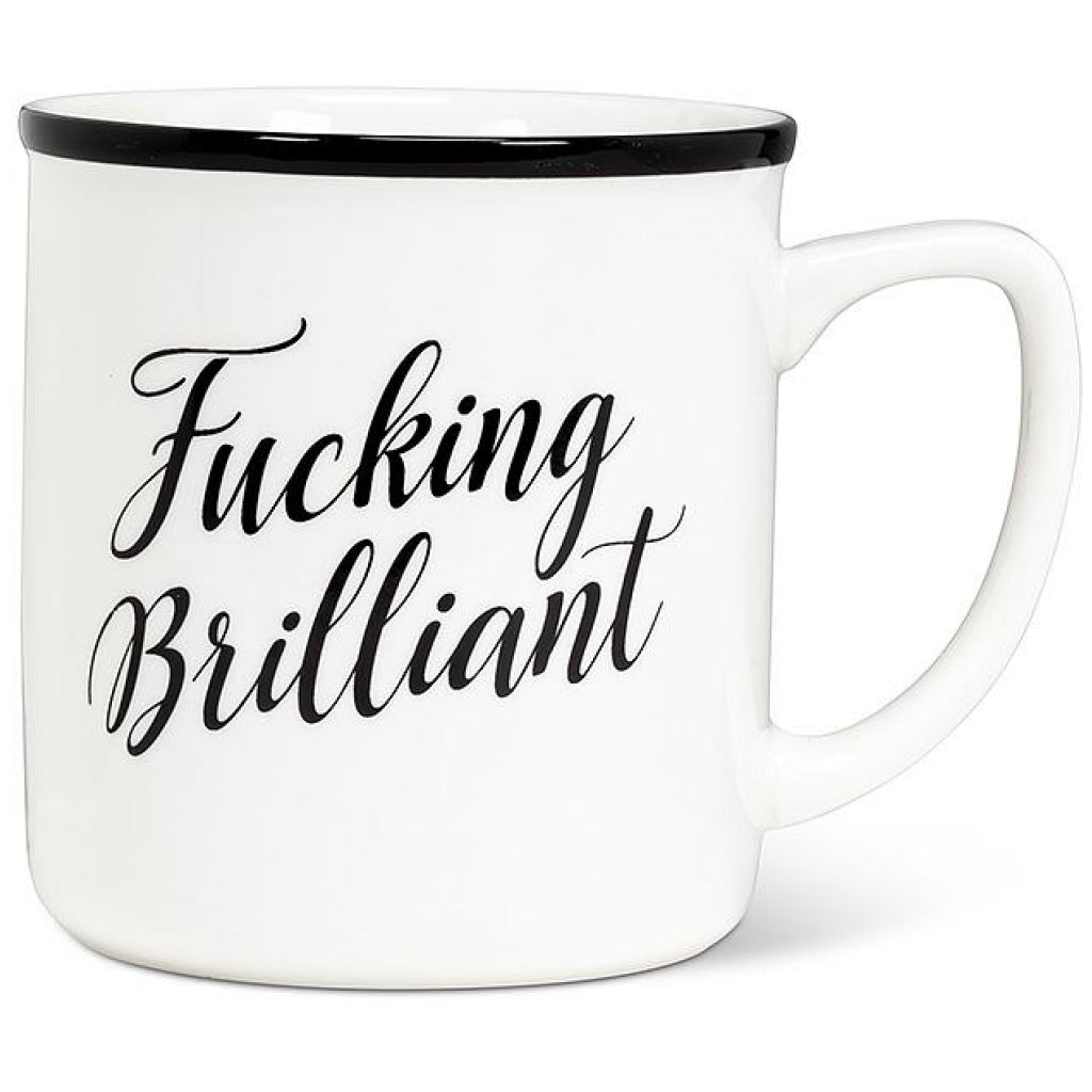 Back of Fucking Brilliant Mug.