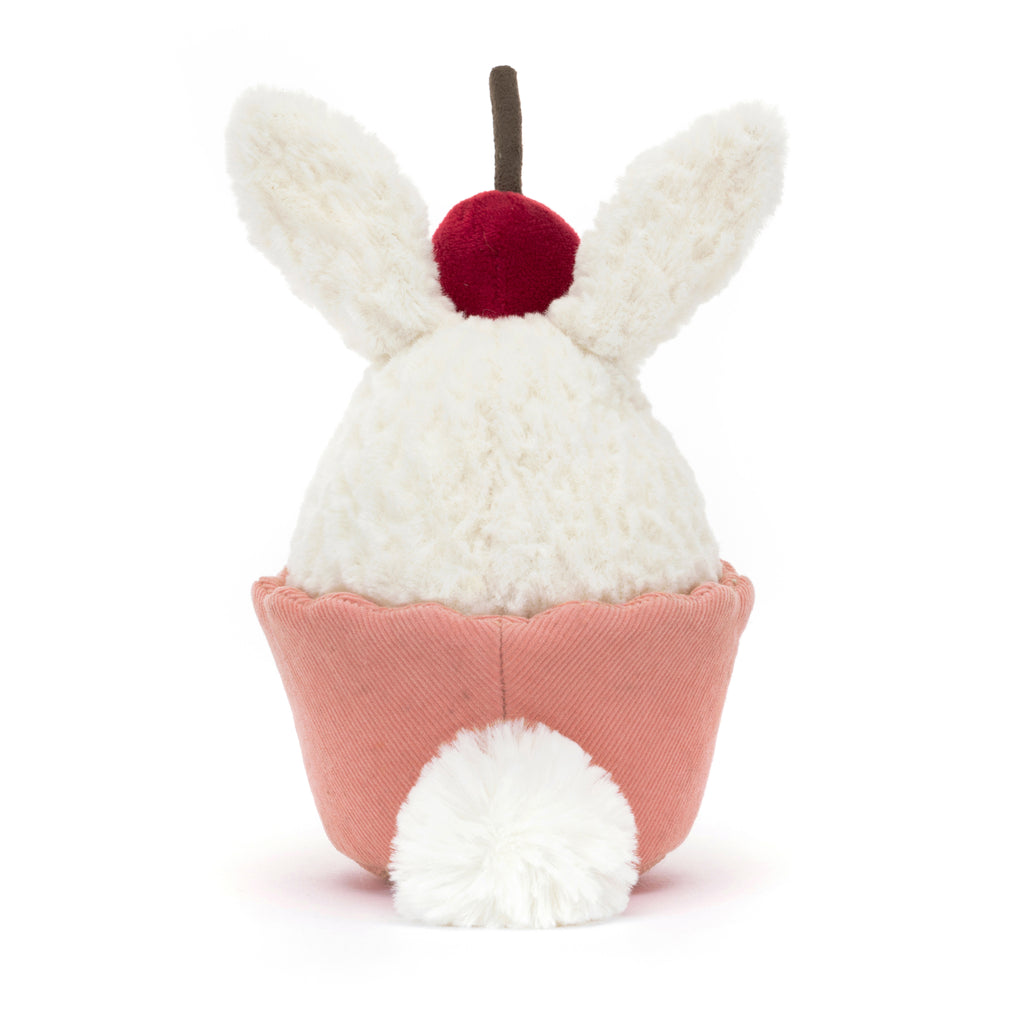 Back of Jellycat Dainty Dessert Bunny Cupcake.