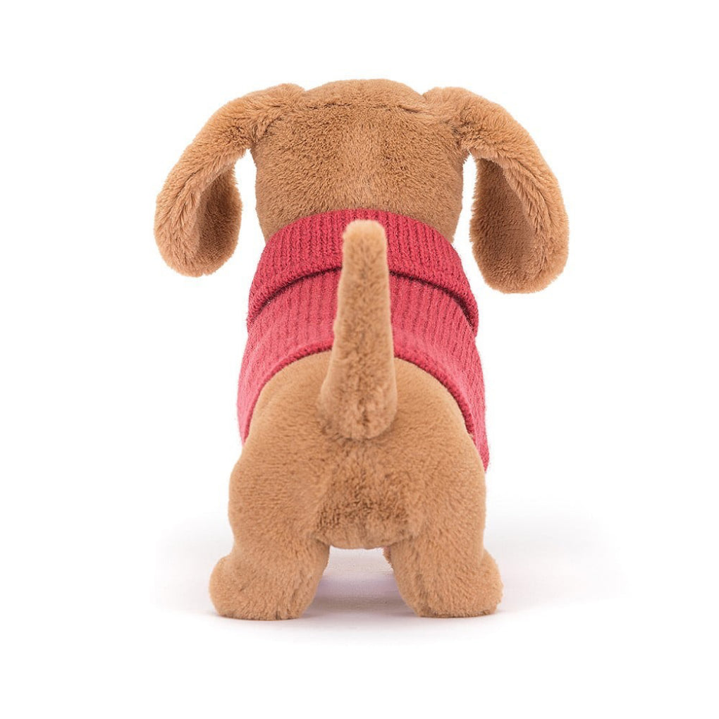 Back of Jellycat Sweater Sausage Dog Pink.