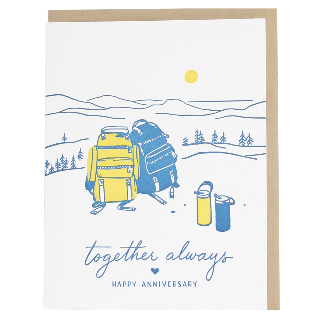 Backpacks Together Always Anniversary Card