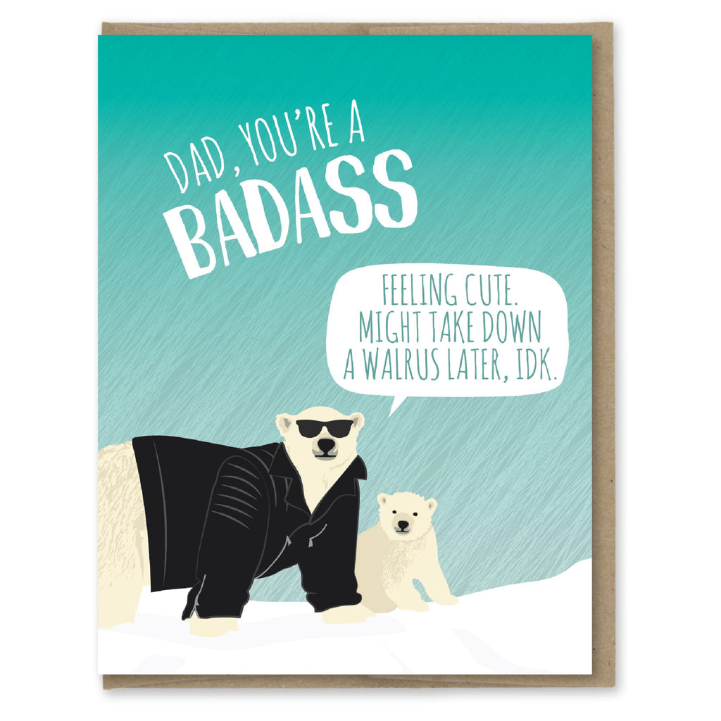Badass Polar Bear Fathers Day Card