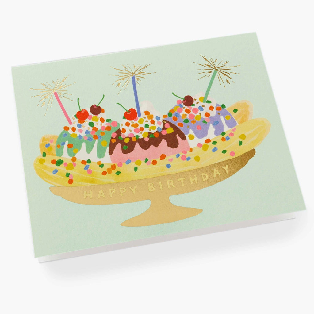 Banana Split Birthday Card close up.