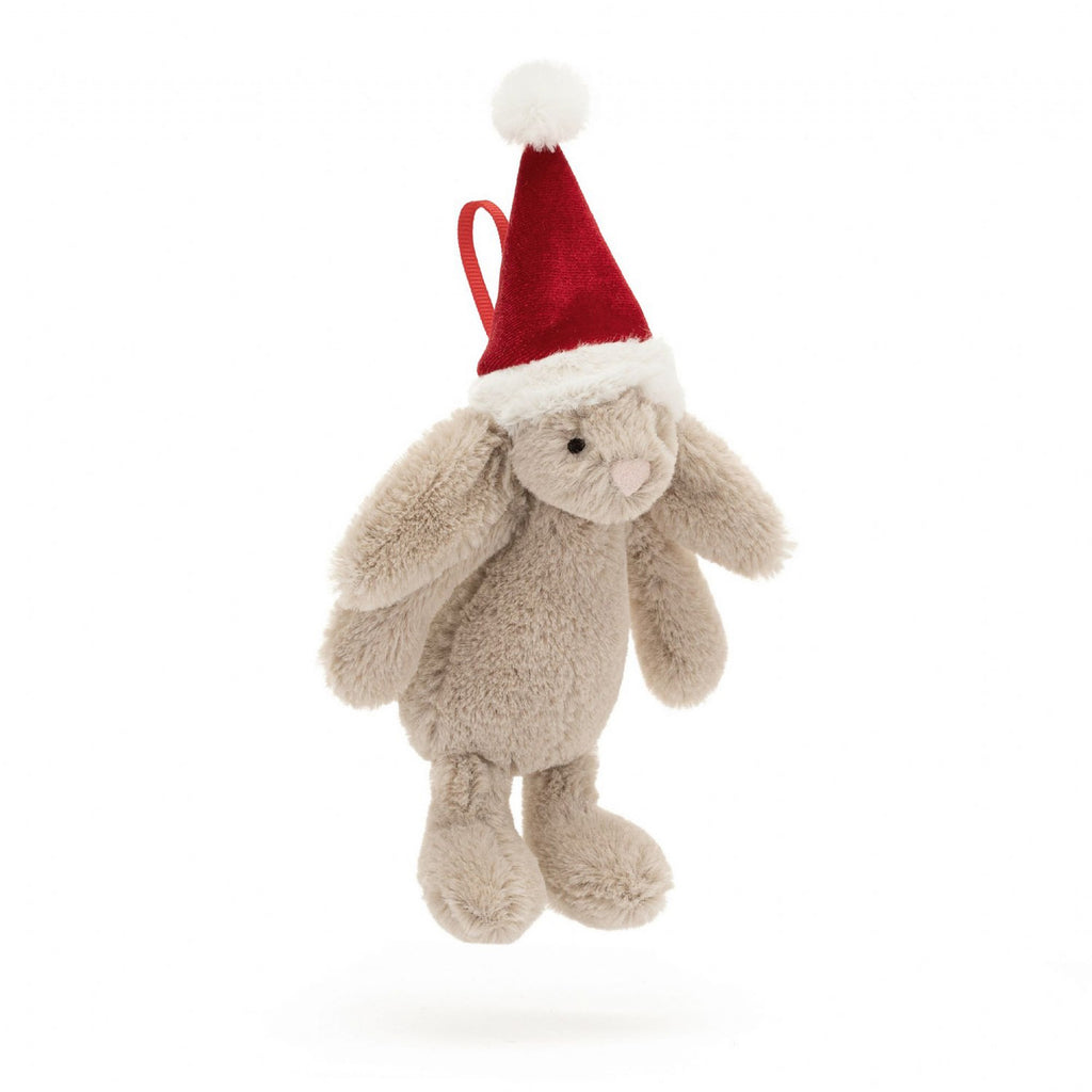 Bashful Christmas Bunny Decoration hanging.