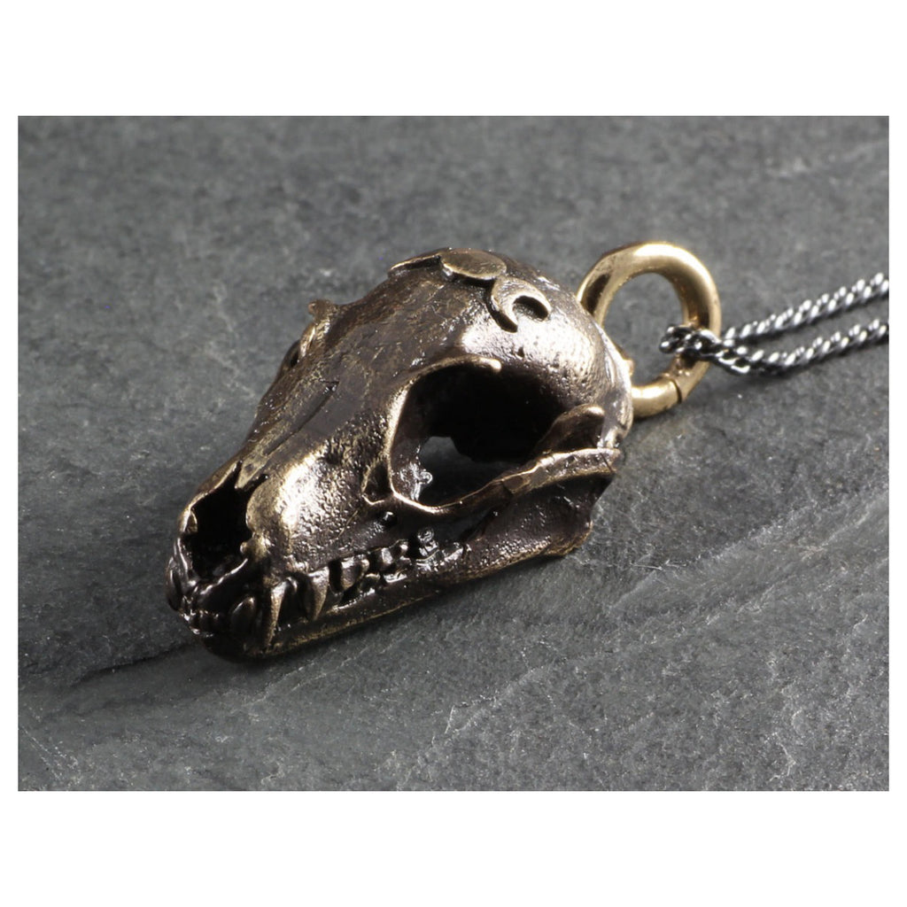 Bat Skull Necklace Bronze Teeth