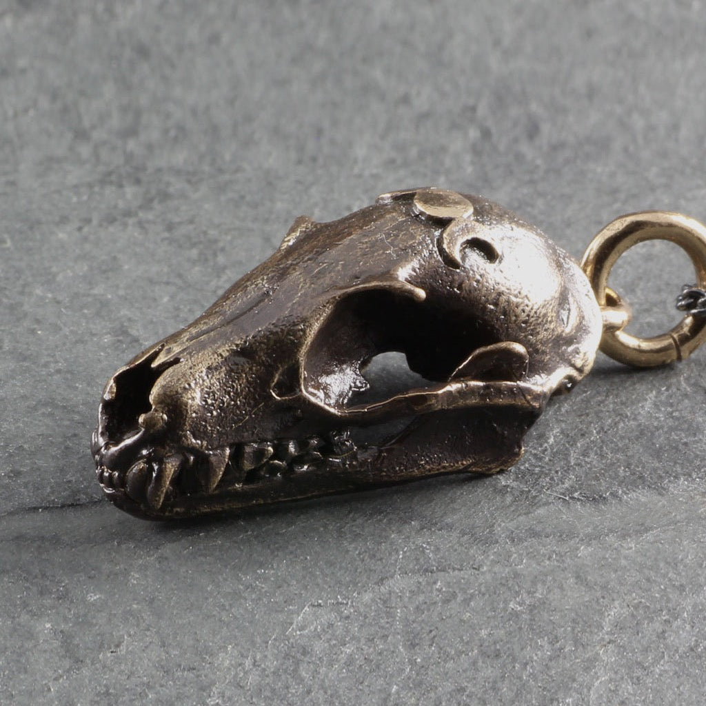 Bat Skull Necklace Bronze