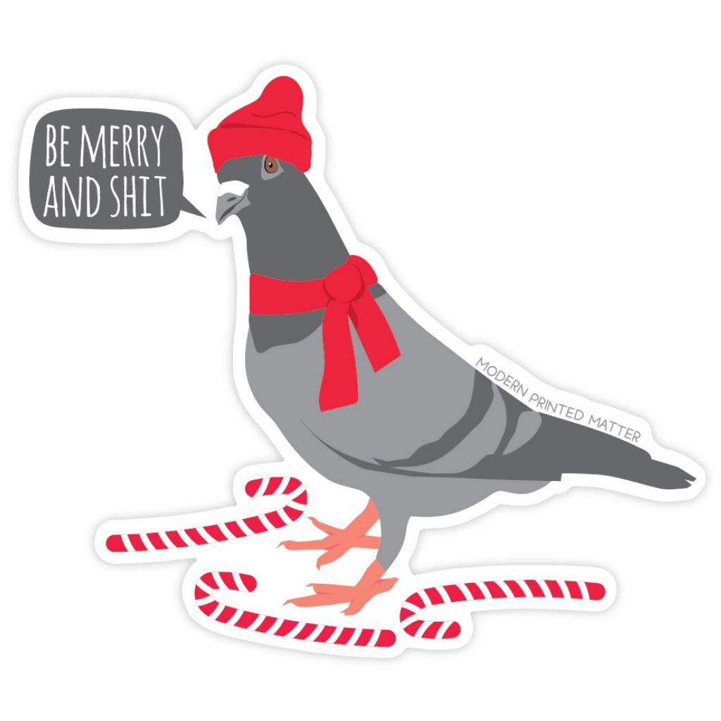 Be Merry Pigeon Sticker.