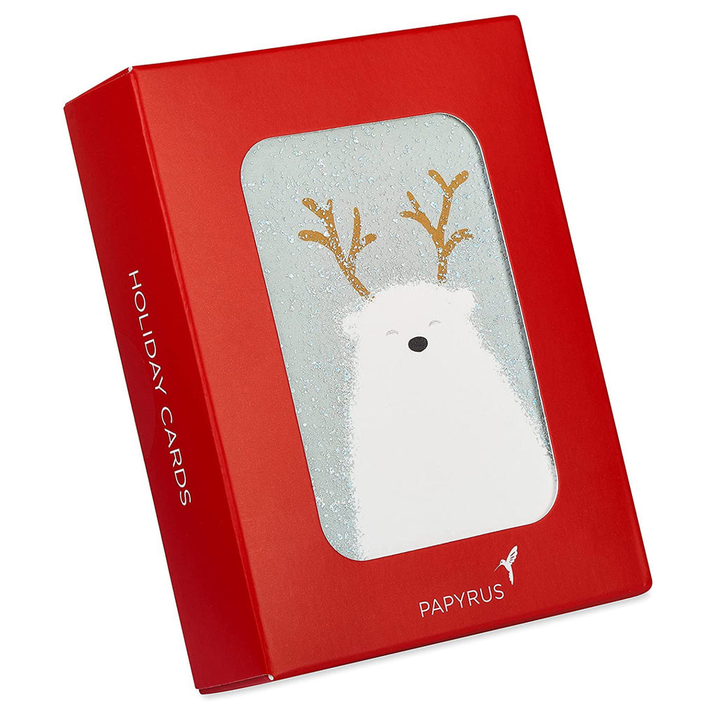 Bear With Antlers Boxed Holiday Cards Packaging