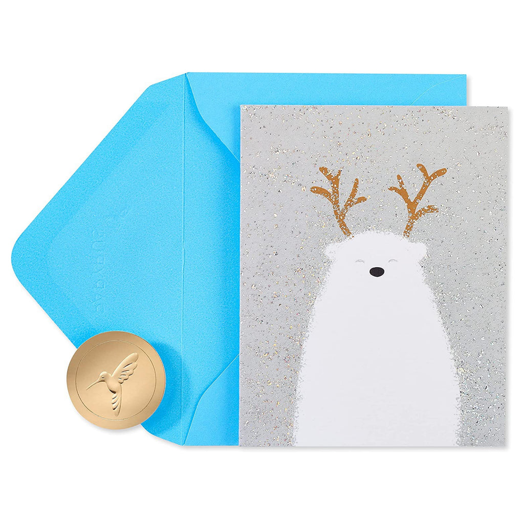 Bear With Antlers Boxed Holiday Cards
