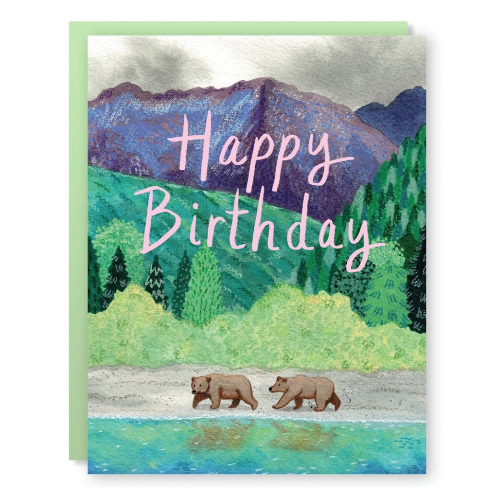 Bears In Wilderness Birthday Card