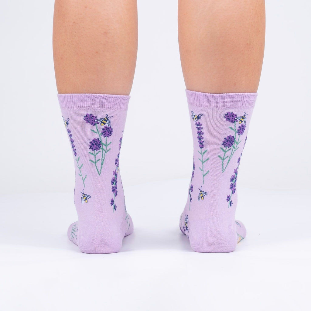 Bees and Lavender Womens Crew Socks Back