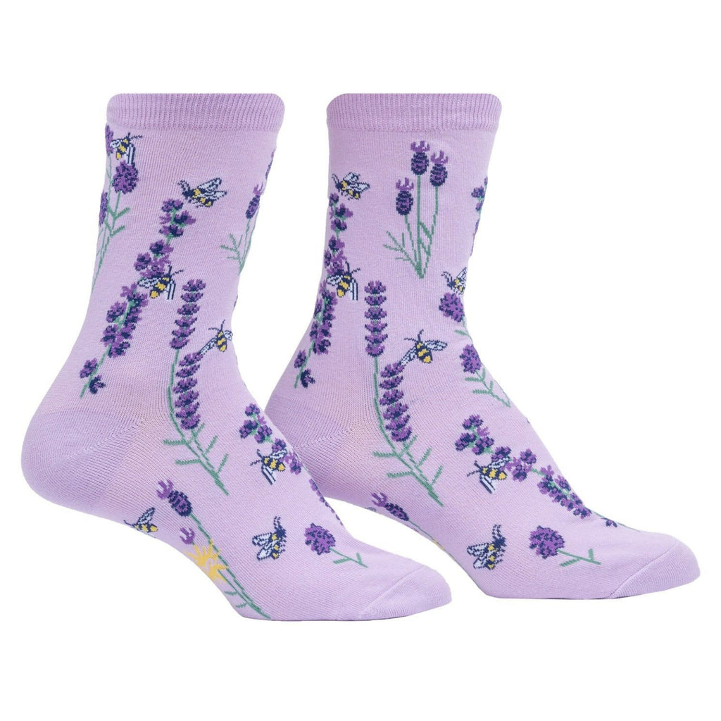 Bees and Lavender Womens Crew Socks