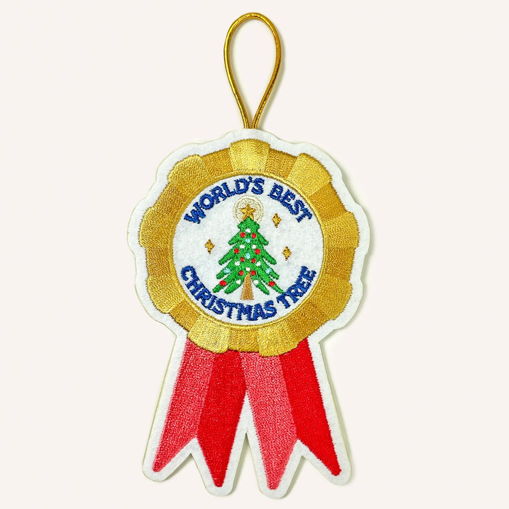 Best Christmas Tree Ribbon Embroidered Ornament